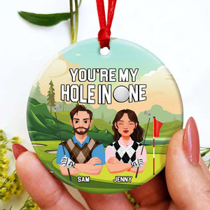 Personalized Christmas Gifts For Golf Couple Ceramic Ornament 02TOMH301024PA-Homacus