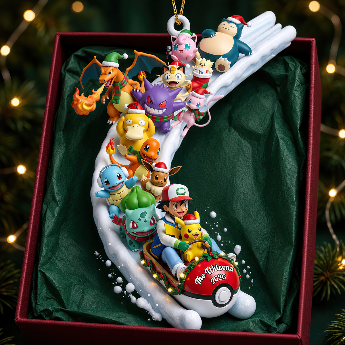 Cute Monster On Snow Slide Ornament - Personalized Gifts 01QHDT160926