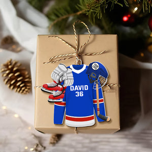 Hockey Player Ornament - Hockey Jersey with Custom Team Logo Gifts For Hockey Lovers-Homacus