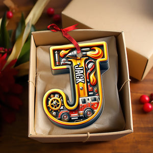 Custom Alphabet Letter Gifts For Fire Truck Lover Christmas Ornament 02xqtn241024-Homacus