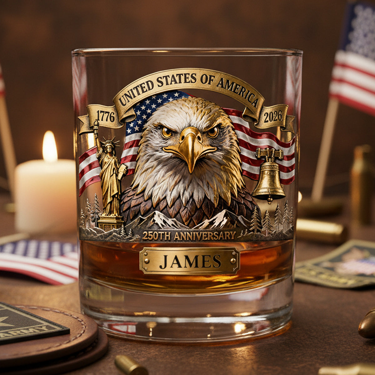 Veteran Personalized 11oz Round Glass - Personalized Gifts For Military Drinking Glass 02NATA280126-Homacus