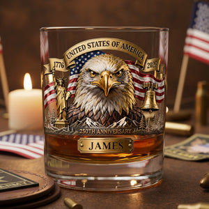 Veteran Personalized 11oz Round Glass - Personalized Gifts For Military Drinking Glass 02NATA280126-Homacus