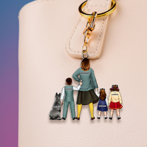 Personalized Gifts For Mom Keychain Anime Mom And Kids 03QHHU190225PA-Homacus