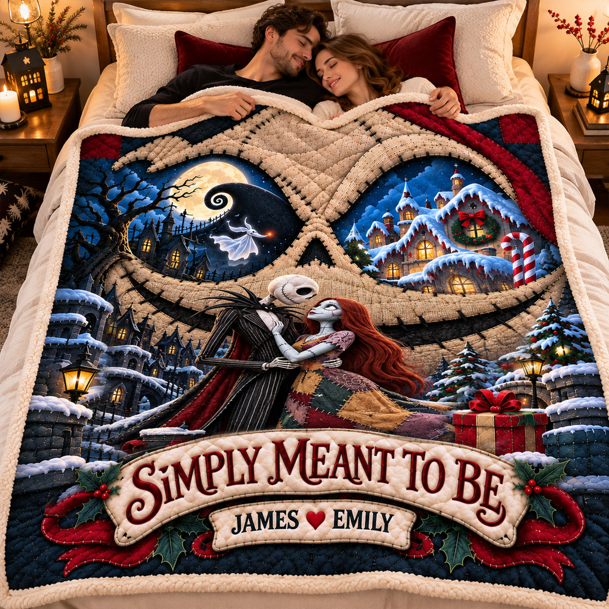 Gothic Soulmates Couple Blanket - Personalized Gift For Couples 01HALU161026-Homacus