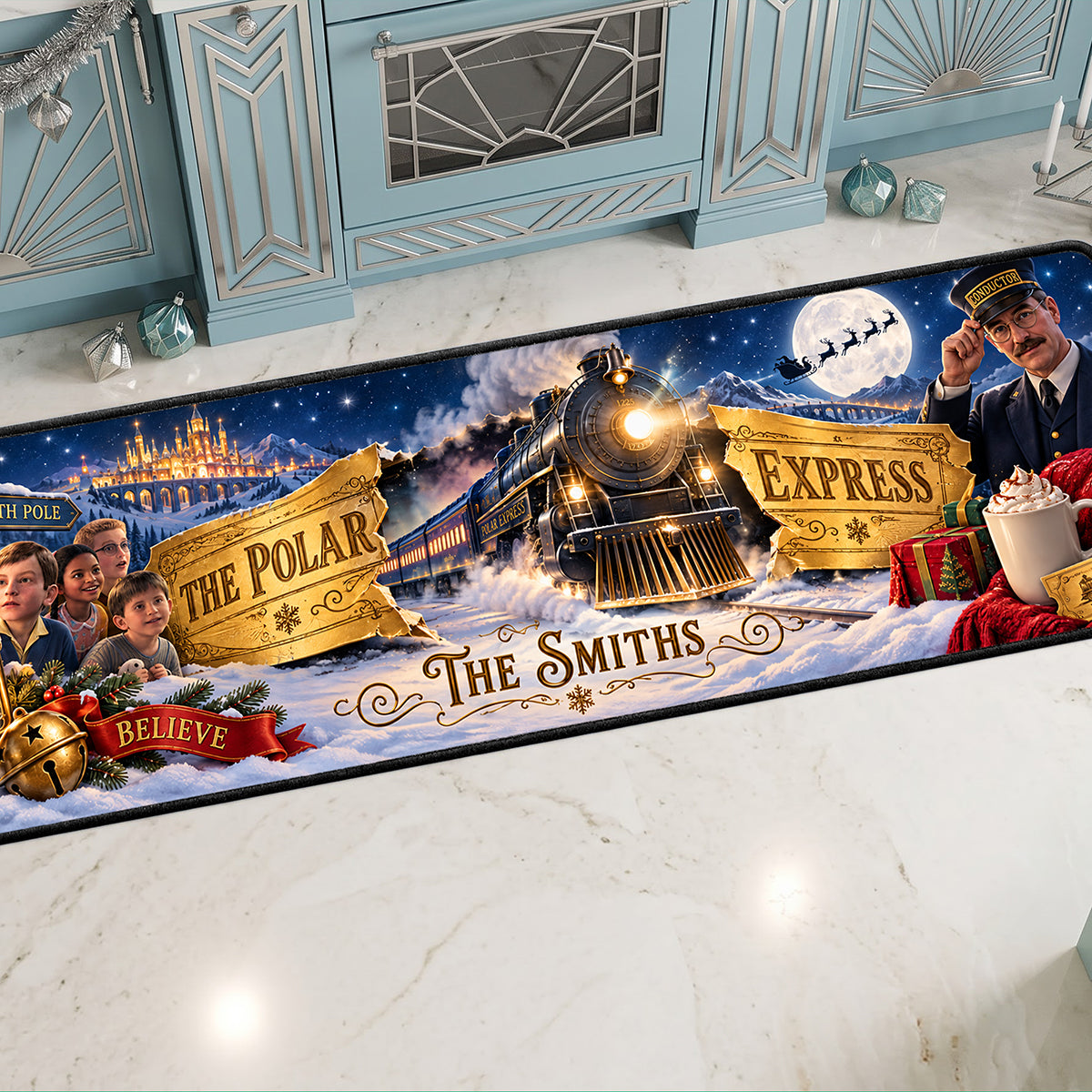 Magical Holiday Train Runner Rug - Personalized Gift For Christmas 02HATA280926