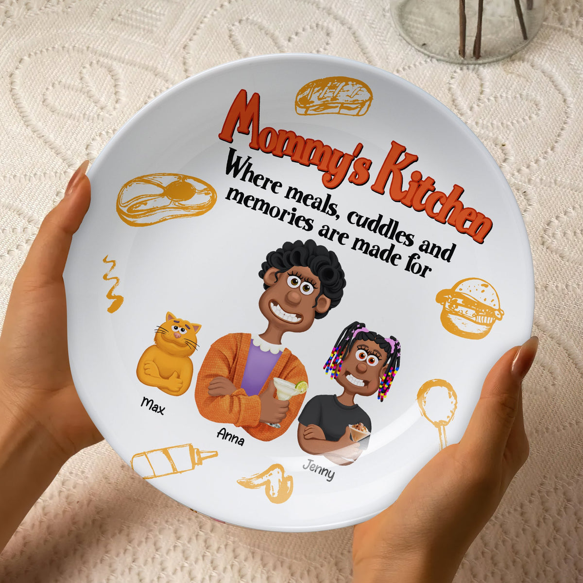 Personalized Gifts For Mom Ceramic Round Plate 05xqtn140325pa Mommy's Kitchen - Where Meals, Cuddles And Memories Are Made For-Homacus