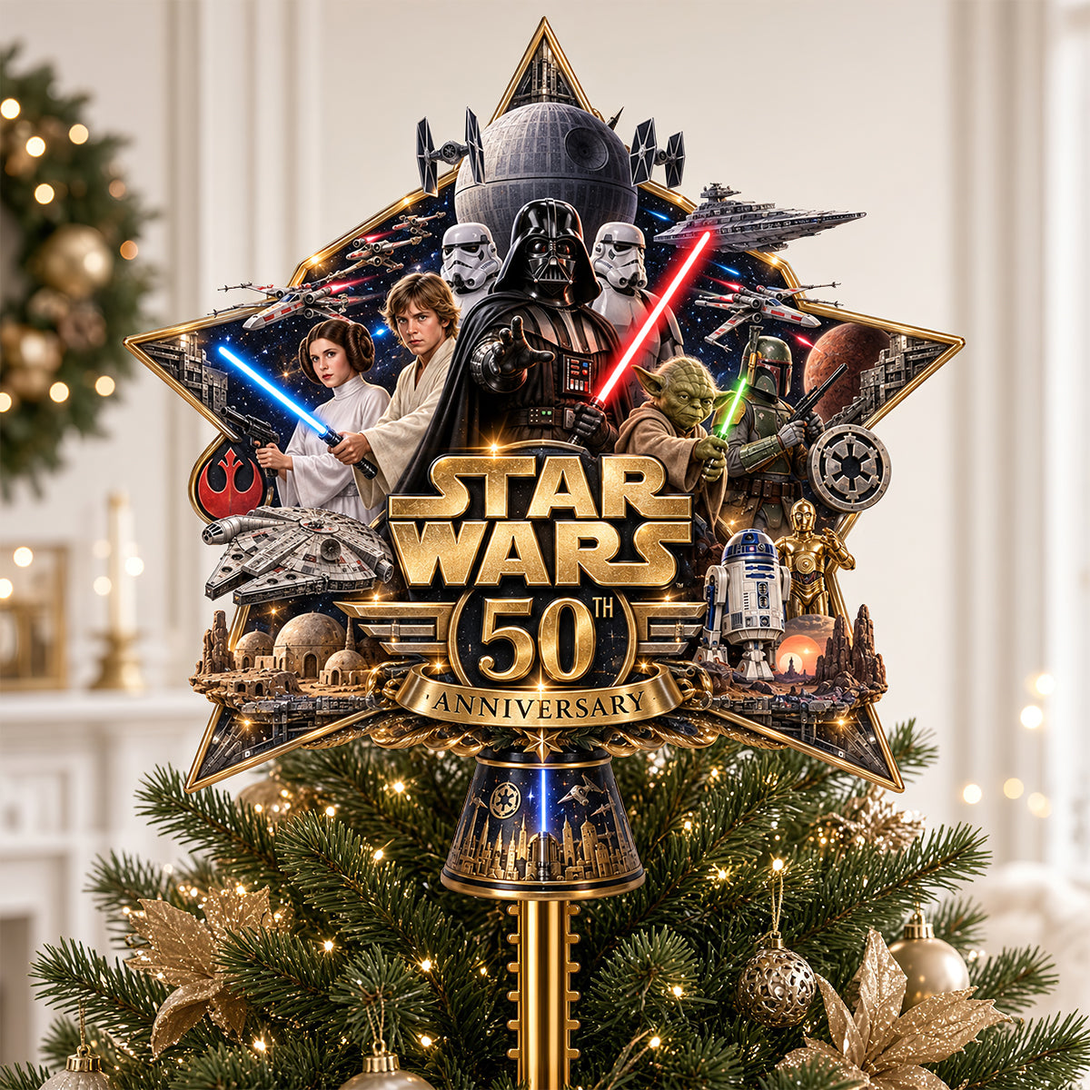 50th Anniversary Acrylic Christmas Tree Topper - Personalized Gifts For Movie Lovers 01ohdt190926