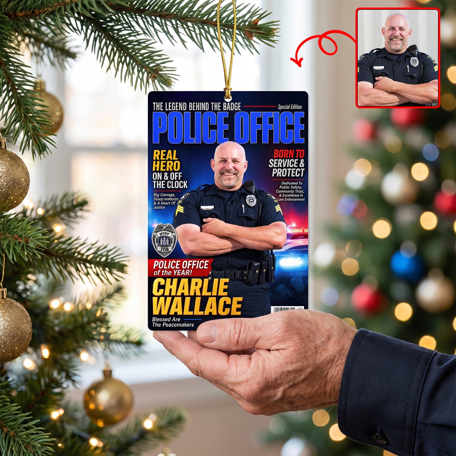 Police Officer Christmas Ornament Custom Photo Gifts 04HUQN260826-Homacus