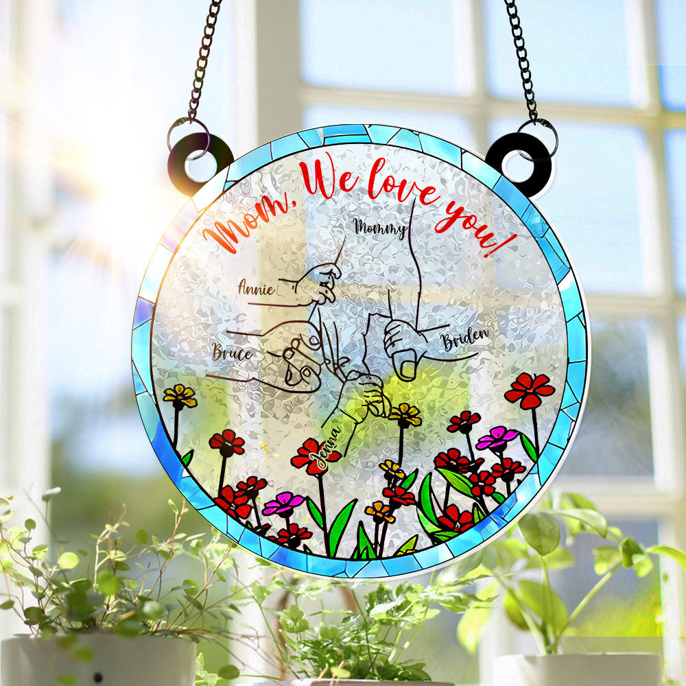 Hand In Hand Window Hanging Suncatcher Ornament - Personalized Gift For Mom 03XQLU280325-Homacus