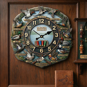 Duck Hunting Hanging Wall Clock - Personalized Gifts For Hunters 02hutn240326-Homacus