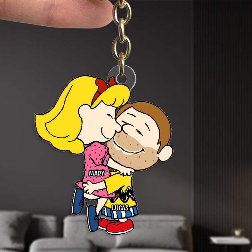 Personalized Gifts For Couple Keychain 03qhtn150724hhhg Cute Couple Embracing In Love-Homacus