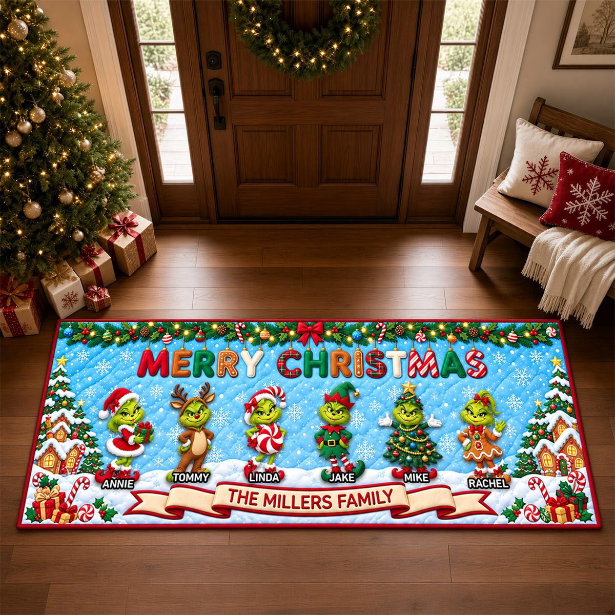 Furry Naughty Family Runner Rug - Personalized Christmas Gifts For Family 03padh011026