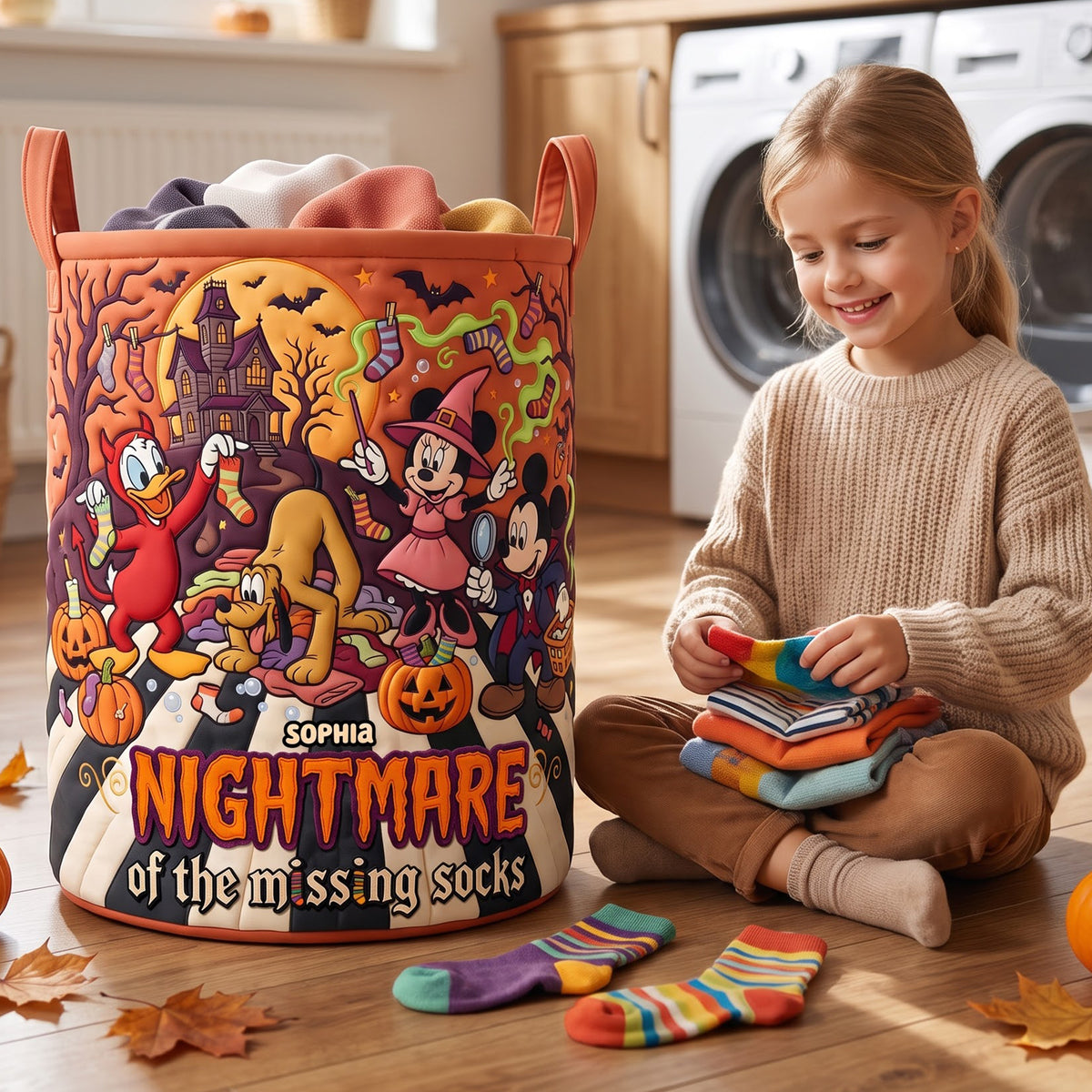 Gothic Socks Quilted Laundry Basket Personalized Halloween Gifts 05PAQN130826