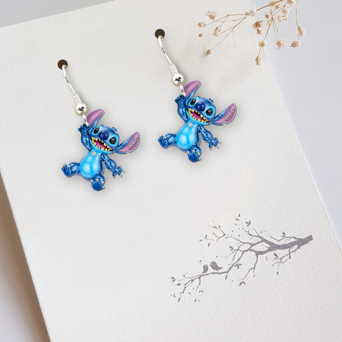 Mischievous Hanging Blue Alien Earrings - Personalized Gifts For Cartoon Movie Lovers 05QHLU240625-Homacus