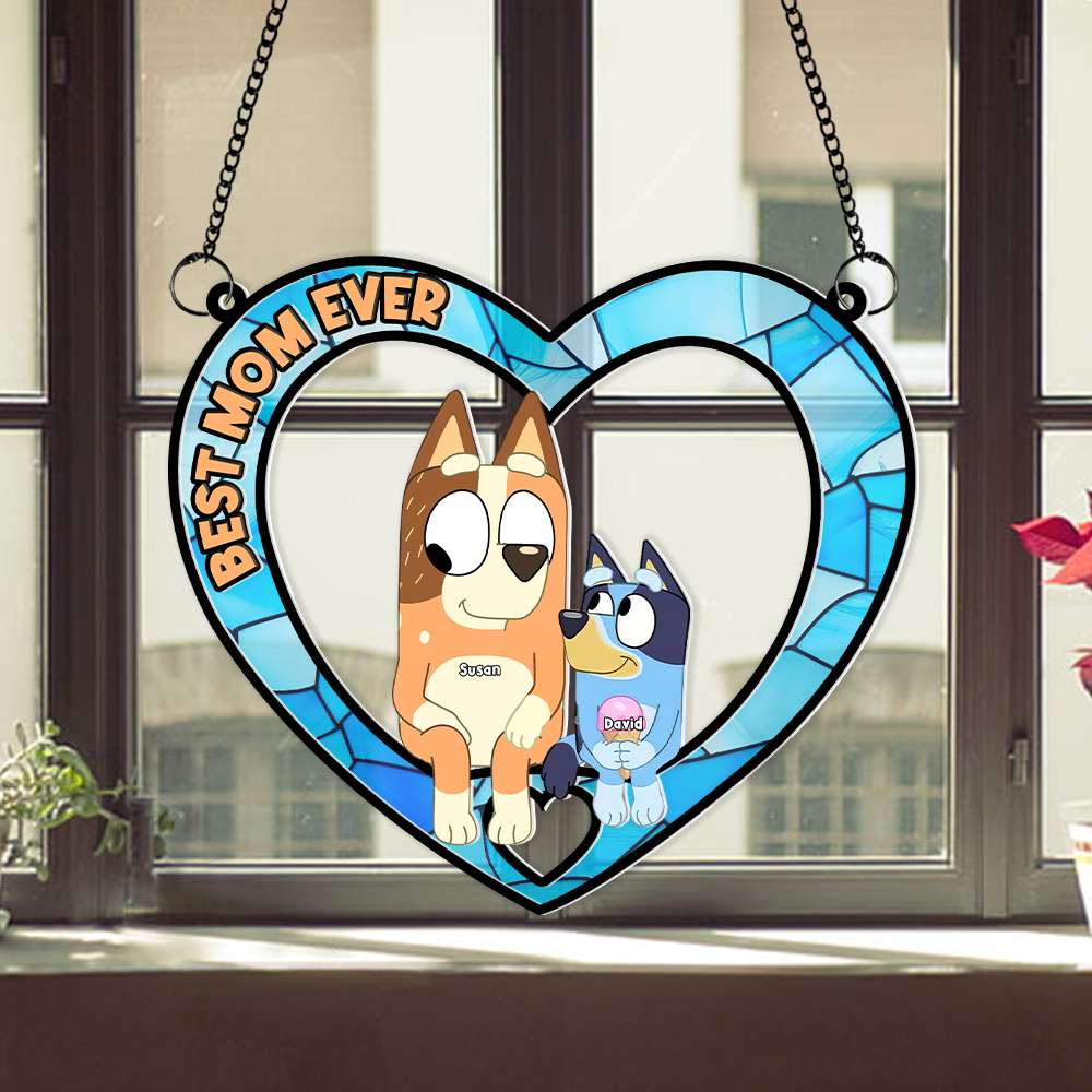 Personalized Gifts For Mom Window Hanging Suncatcher Ornament Best Mom Ever 02OHMH130225-Homacus