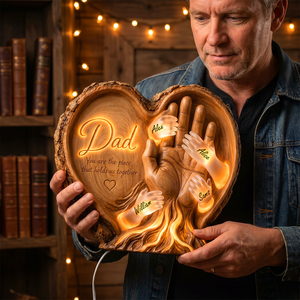 Dad's Heart Pieces Acrylic Light Box - Personalized Gifts For Dad 01padh300426-Homacus