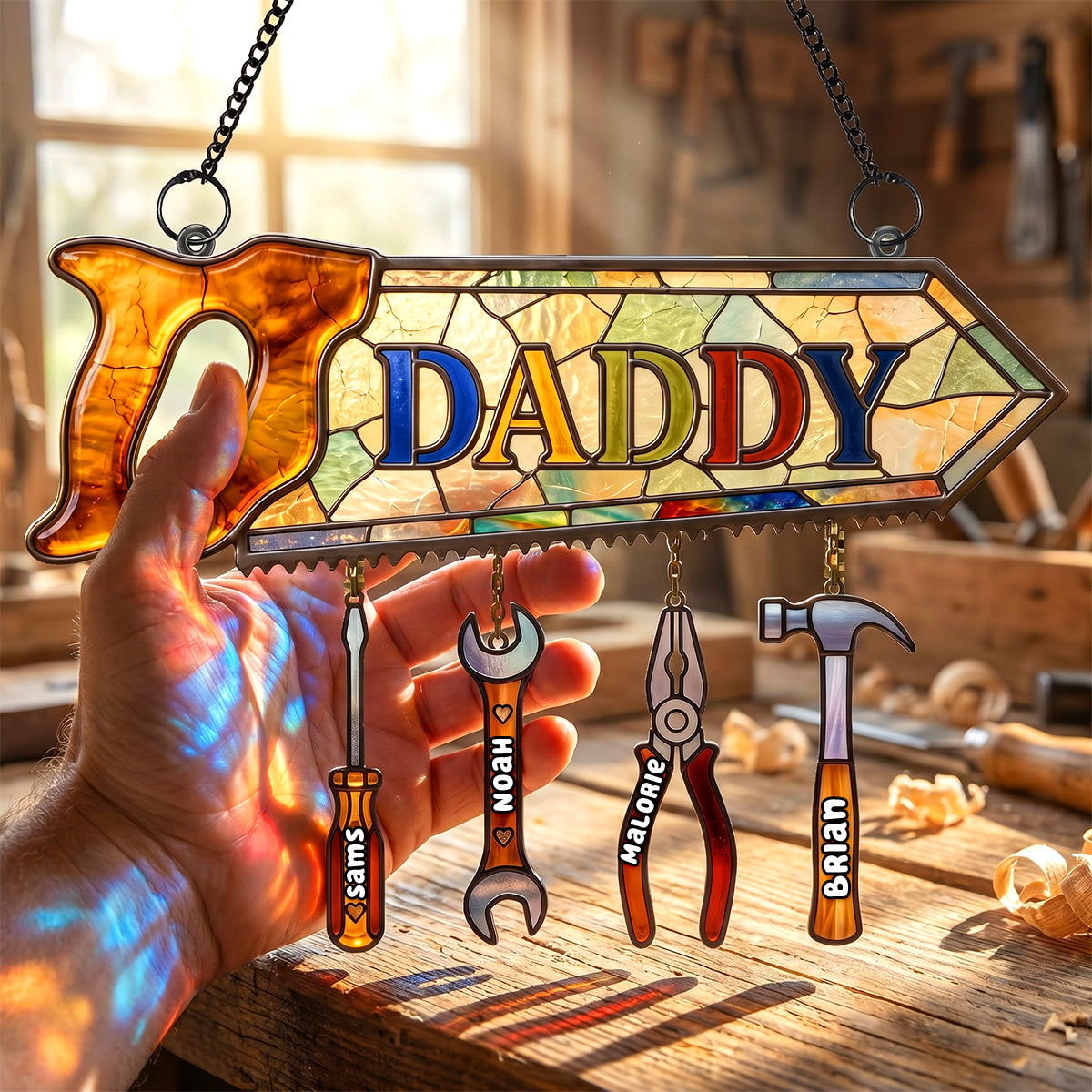 Daddy's Tool Kid Suncatcher Ornament - Personalized Gifts For Dad 03padh250426-Homacus