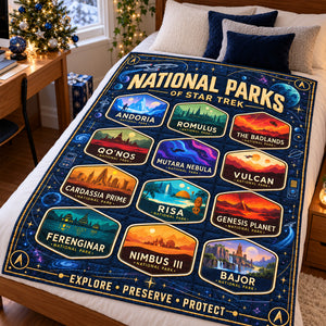 Cosmic National Parks Blanket - Personalized Gifts For Sci-Fi Lovers 03naqn061026-Homacus