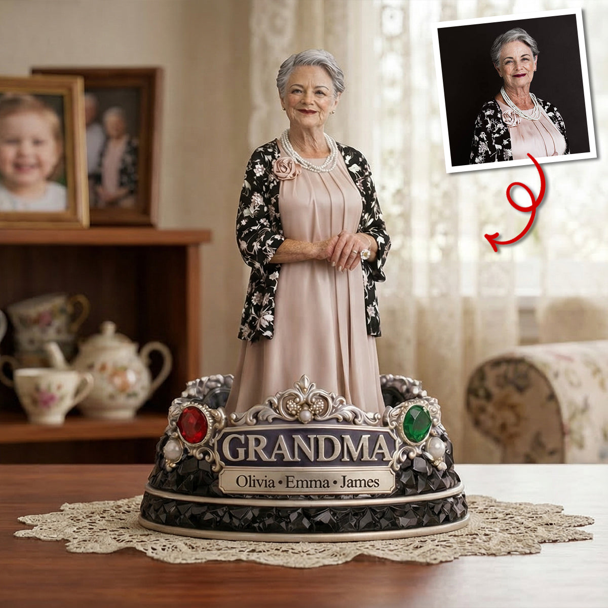 Cherished Grandma Shaped Plaque - Personalized Custom Photo Gift For Grandma 01TOTN180326-Homacus