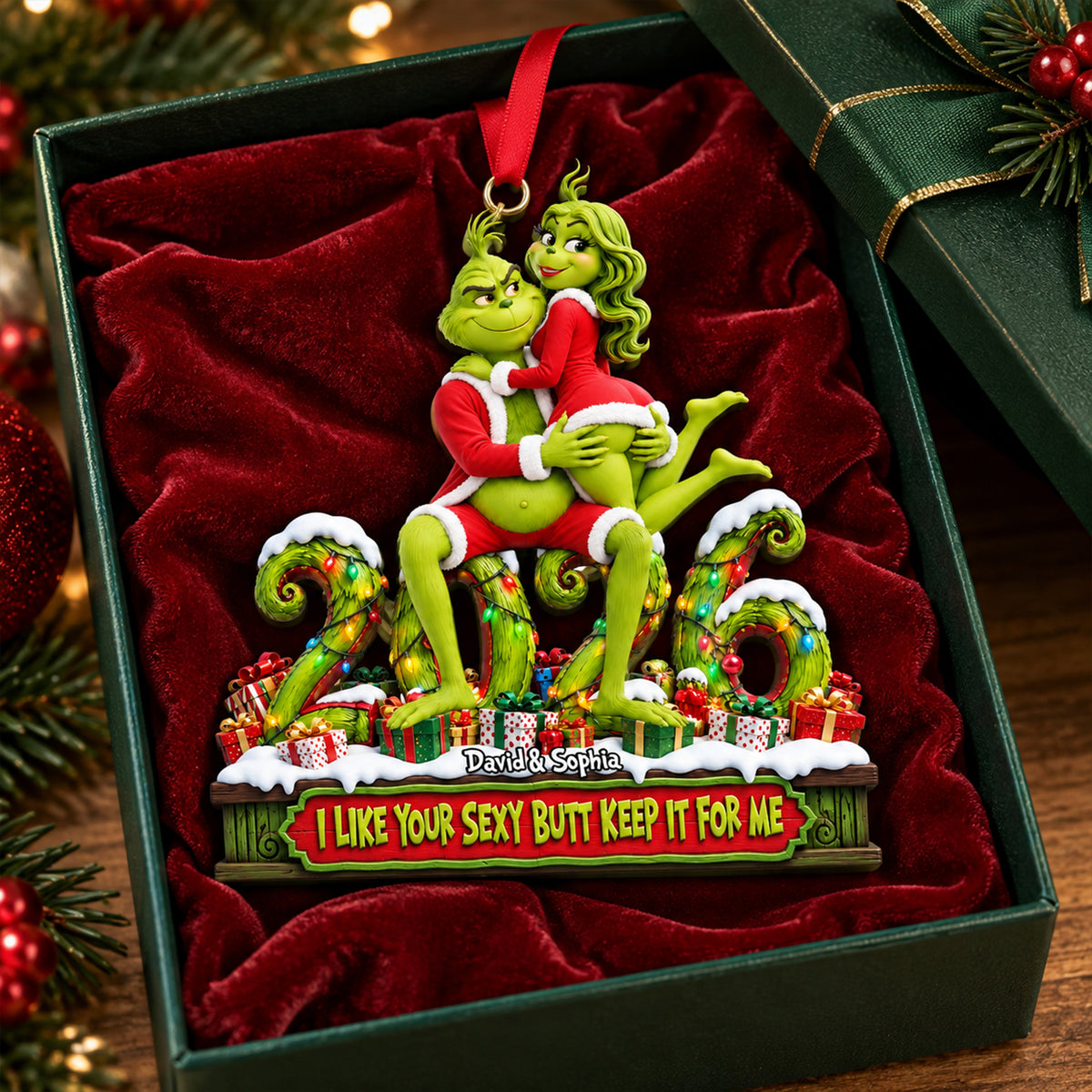 2026 Cheeky Couple Ornament - Personalized Gifts For Couple Christmas Ornament 05OHLU191026