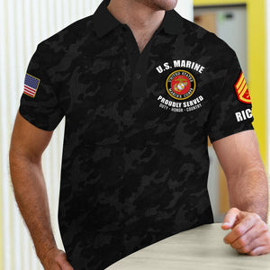 Custom Military Rank Gifts For Veteran Polo Shirt American Skull & Gun 05naqn040724-Homacus