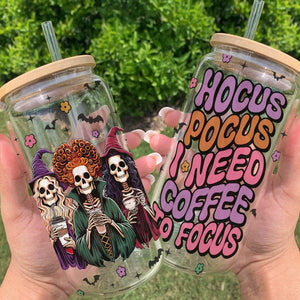 Personalized Gifts For Horror Fans Glass Can, I Need Coffee To Focus 03qhtn310824-Homacus