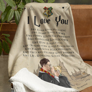 Personalized Gift For Couples, Couple Blanket 02HUDT260924PA Wizard Couple Kissing-Homacus