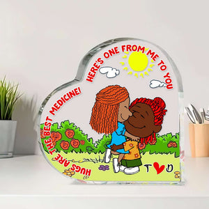 Personalized Gifts For Couple Heart Shaped Acrylic Plaque, Hugs Are The Best Medicine 01TGLU041224HG-Homacus