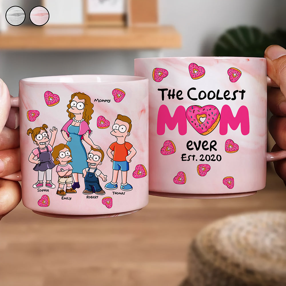 The Coolest Mom Ever Marble Mug - Personalized Gifts For Mom 01KAQN030425PA-Homacus