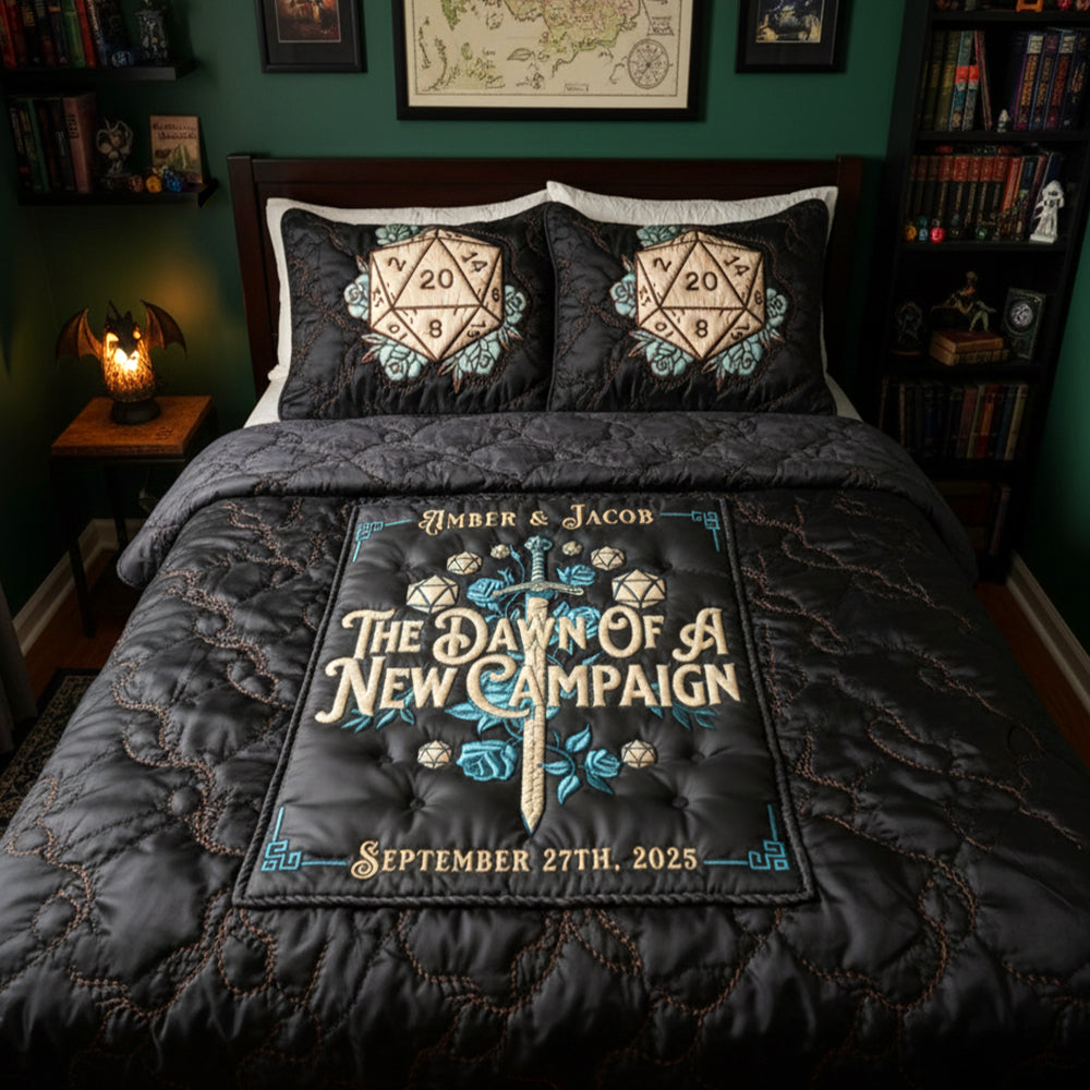 Fantasy Vintage Aesthetics Newlywed Couple Quilt Bed Set, Personalized Gifts For Game Couple 07qhtn191125-Homacus