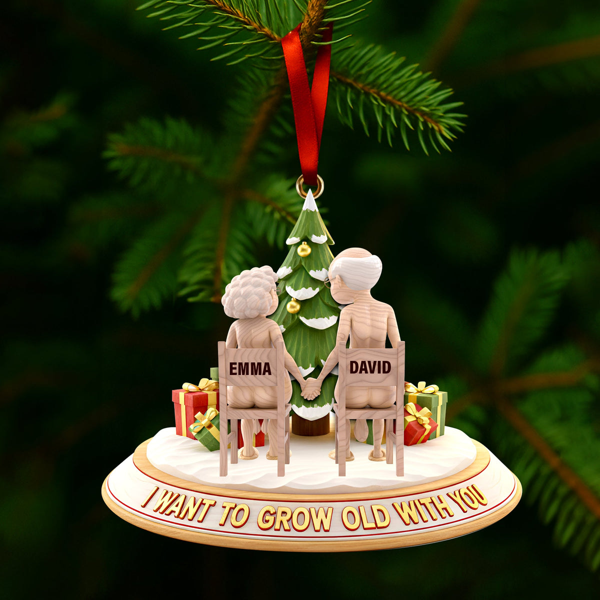 Growing Old Together Wood Ornament - Personalized Gifts For Couples 07OHLU131125-Homacus
