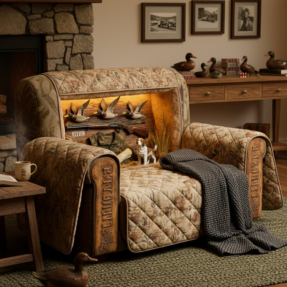 Duck Hunting Quilted Sofa Cover - Personalized Gifts For Hunters 04kita050226-Homacus