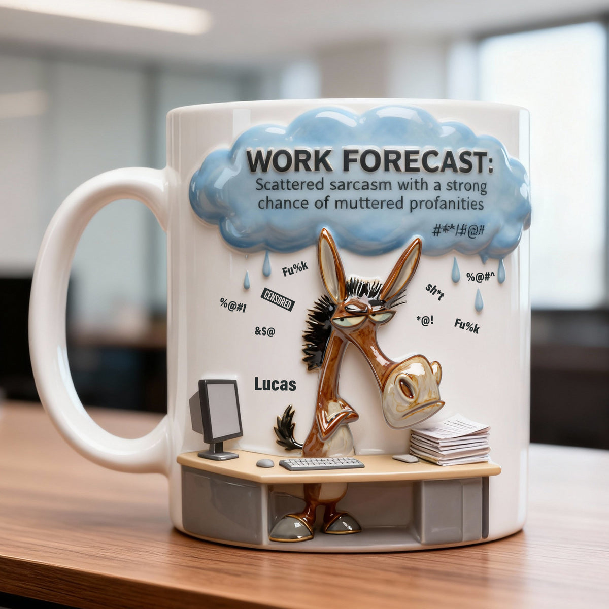 Attitude Donkey Office Worker Work Forecast, Personalized Gifts For Coworker 05qhtn230126-Homacus