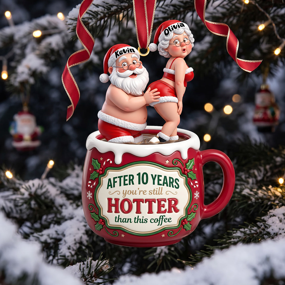Santa’s Naughty Love Couple Ornament - Personalized Christmas Gifts 01tota230926