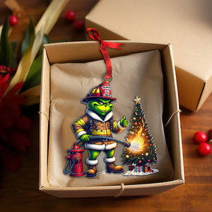 Firefighter Christmas Ornaments - Green Monster - Personalized Gifts For Firefighter-Homacus