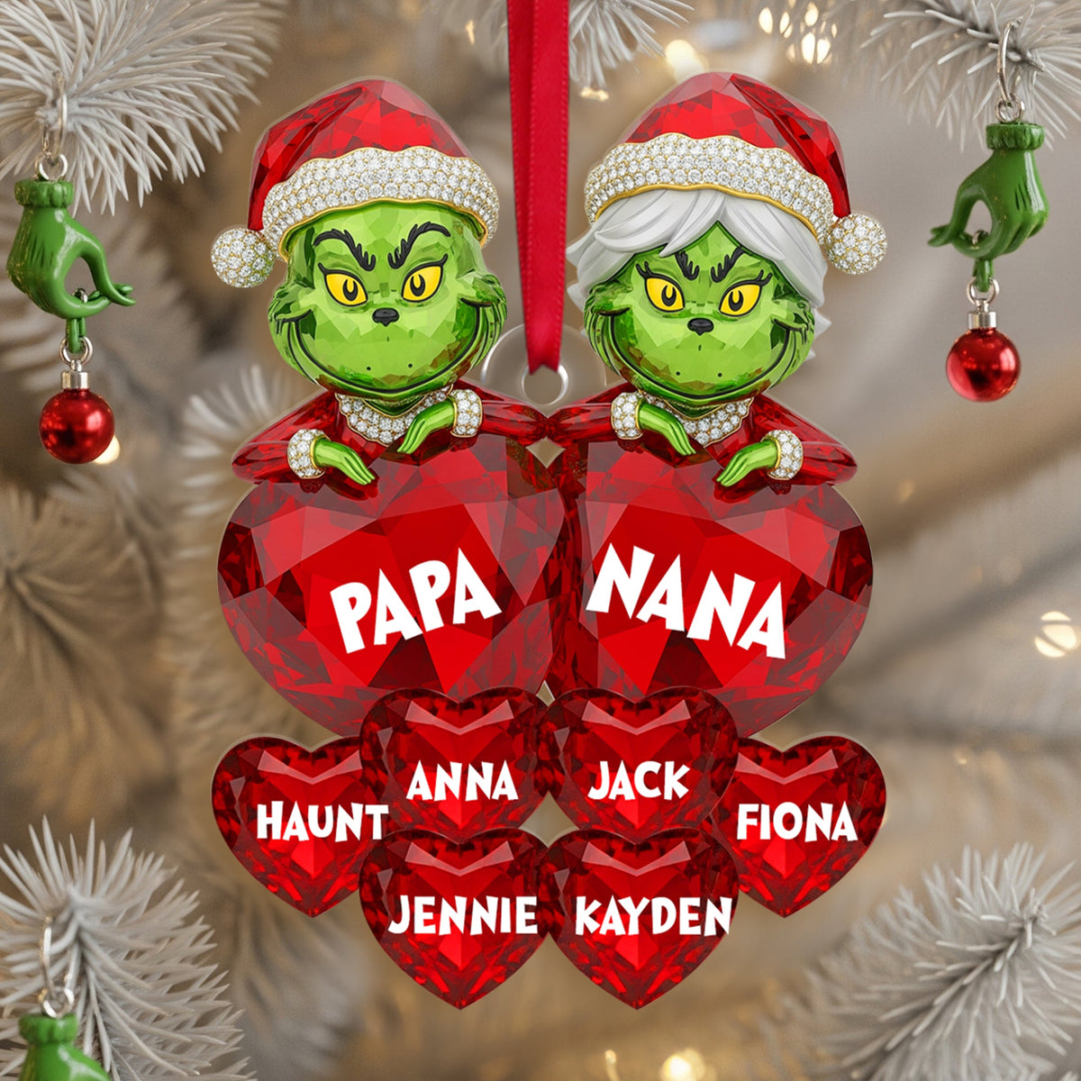 Grandparents Heart Ornament - Personalized Christmas Gifts For Grandparents 04NALU280825-Homacus