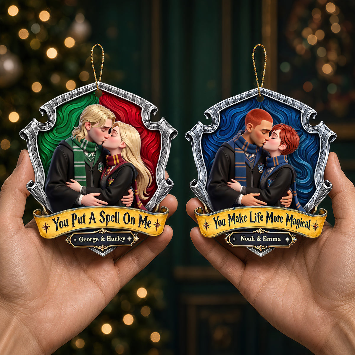 Spellbound Couple Acrylic Ornament - Personalized Christmas Gifts For Couples 02HUDT190926