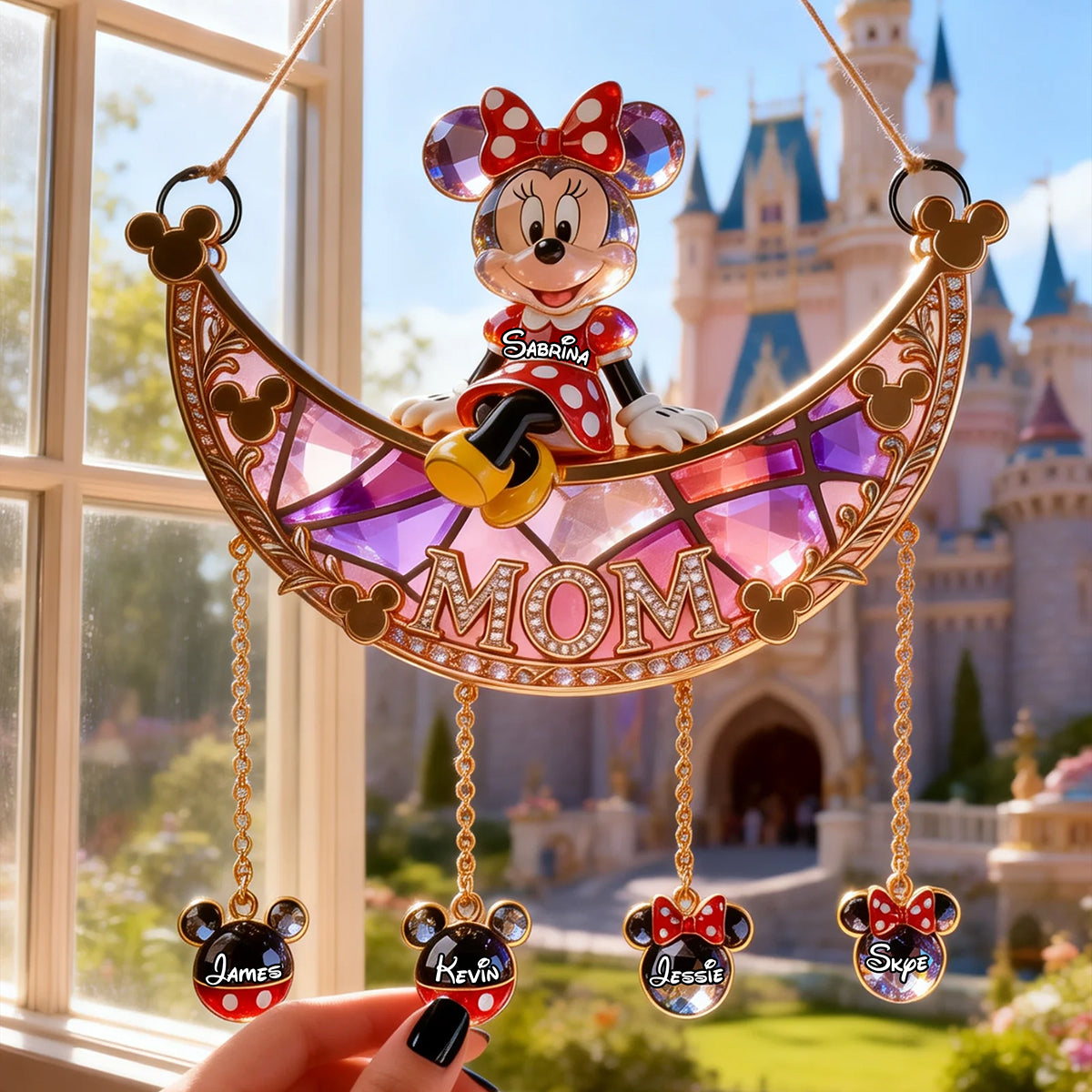 Mom with Kids Charms Suncatcher Ornament - Personalized Gifts For Mom 02kita170326-Homacus