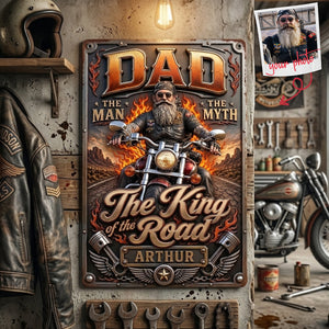 Dad Rules The King Road Print Metal Sign - Custom Photo Gifts For Dad 02HUTA180526-Homacus