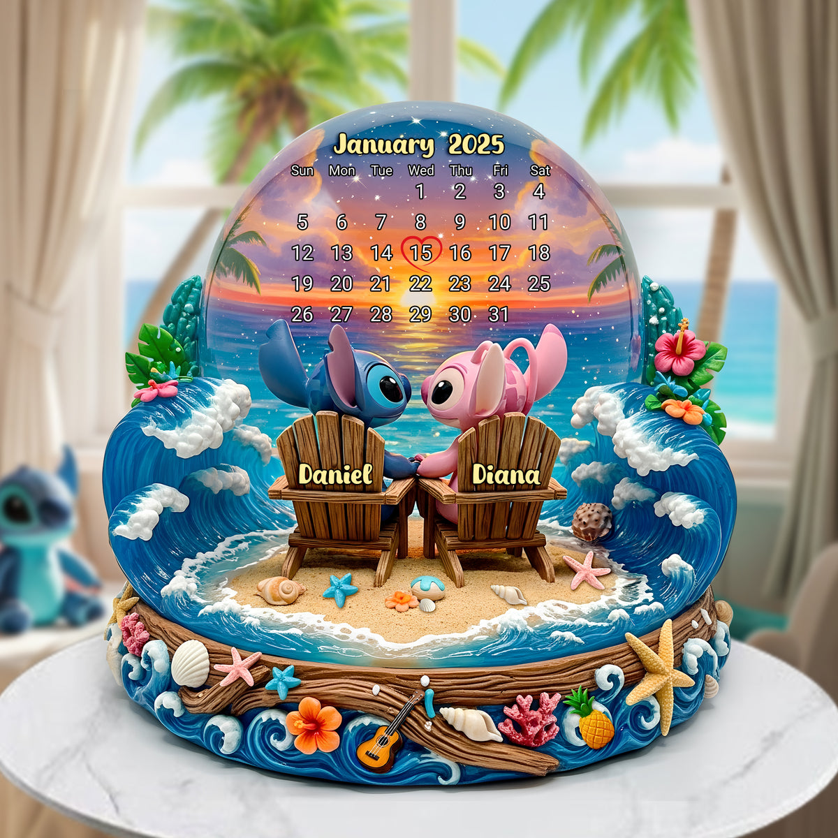 Cartoon Beach Couple Acrylic Plaque Personalized Gifts 02tolu260625-Homacus