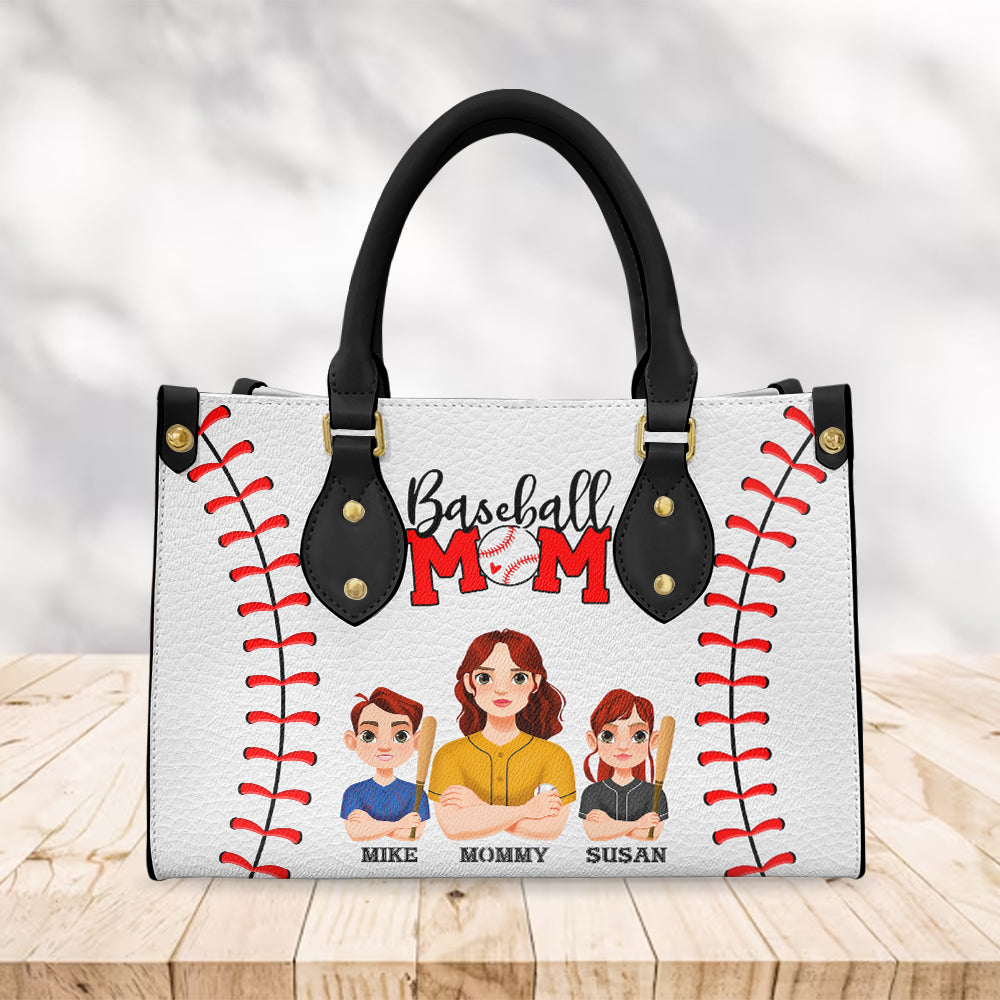 Personalized Gifts For Mom Leather Bag Mother's Day Baseball Mom And Kids 04XQMH060325HG-Homacus