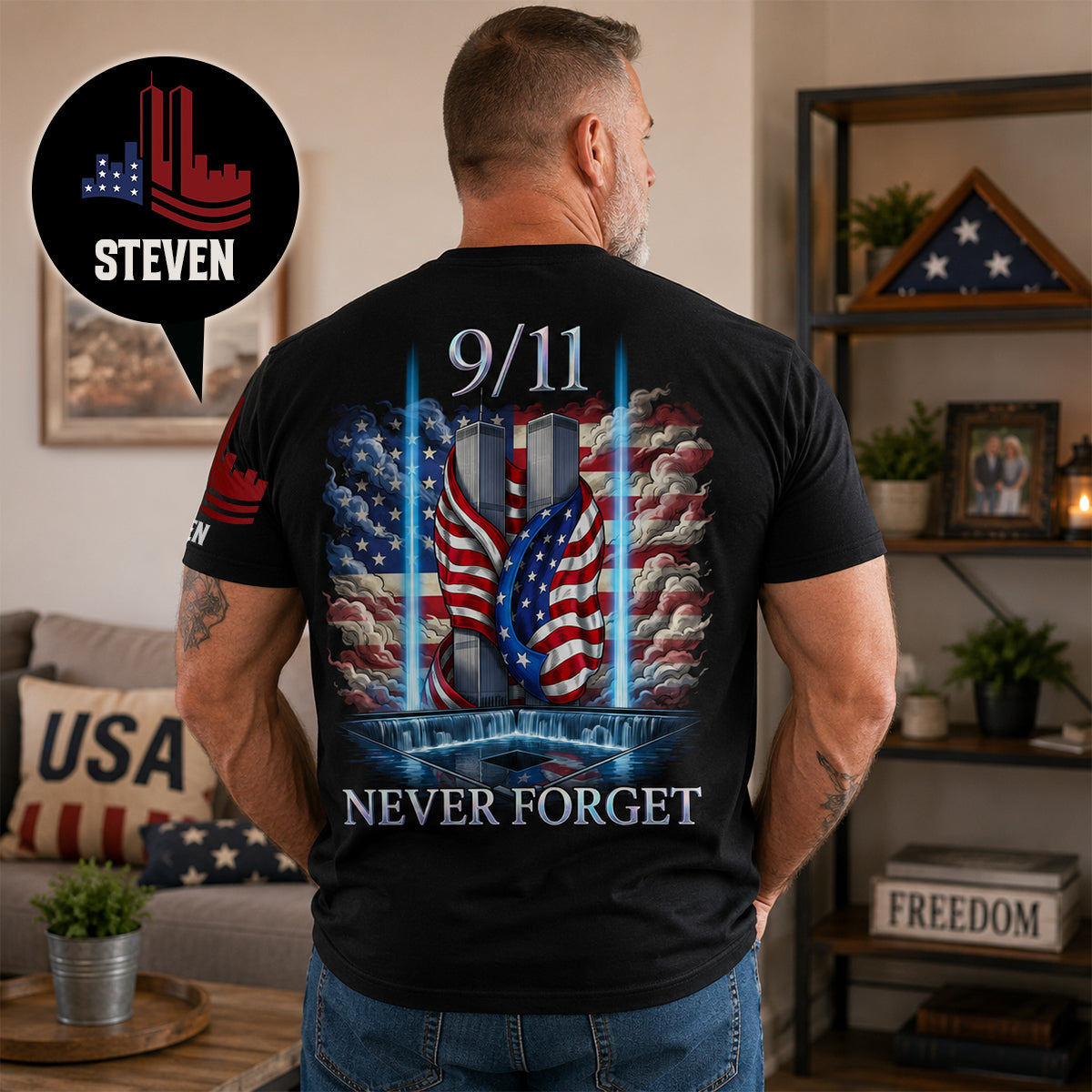 Never Forget 9/11 Personalized T-Shirt – Patriotic Memorial Shirt 01hudh300726