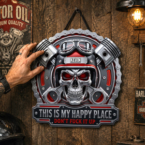 This Is My Happy Place Biker Garage Cut Metal Sign - Personalized Gifts For Bikers 05nadh040626