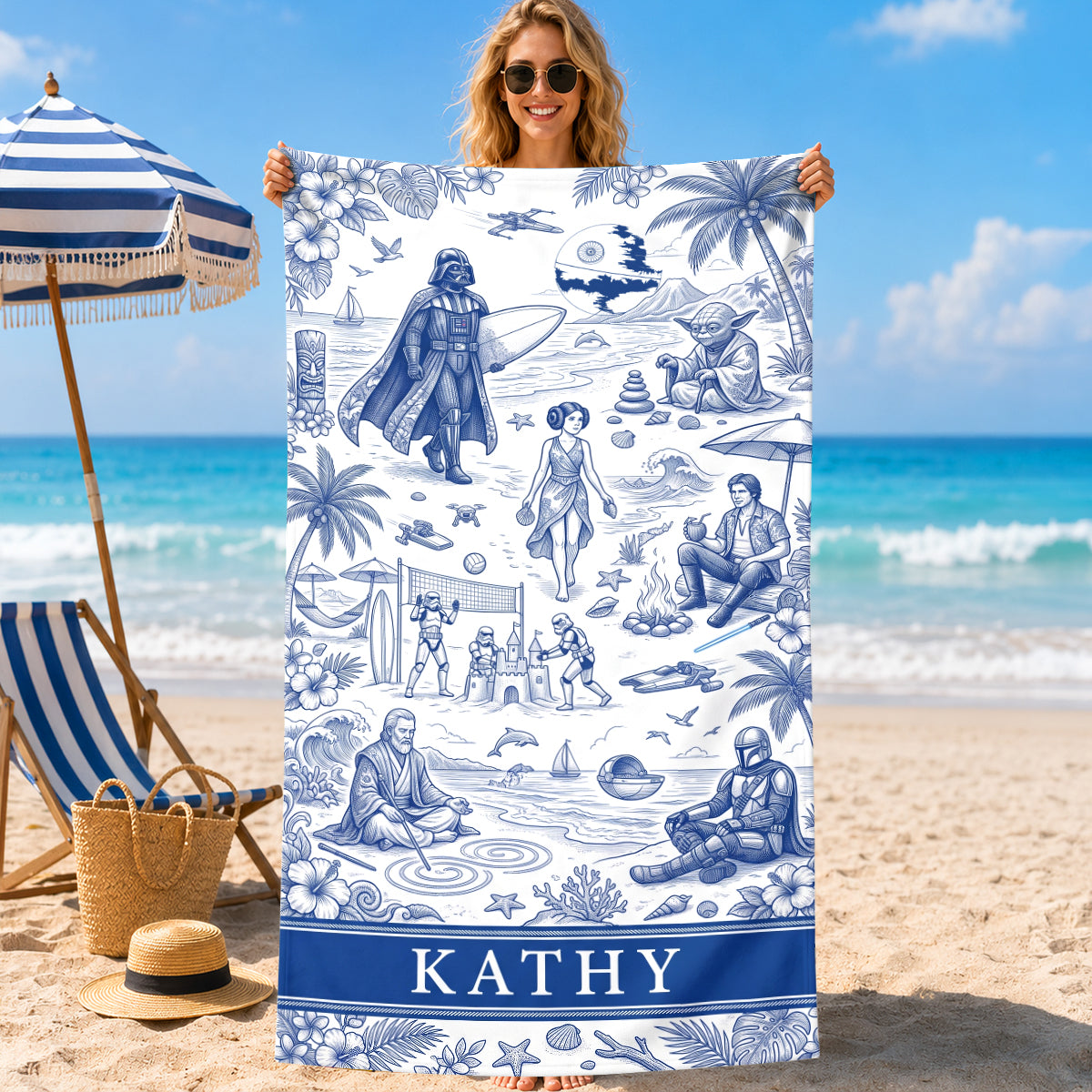 Outer Planet Toile De Jouy Beach Towel - Personalized Gifts 01qhdh200726-Homacus