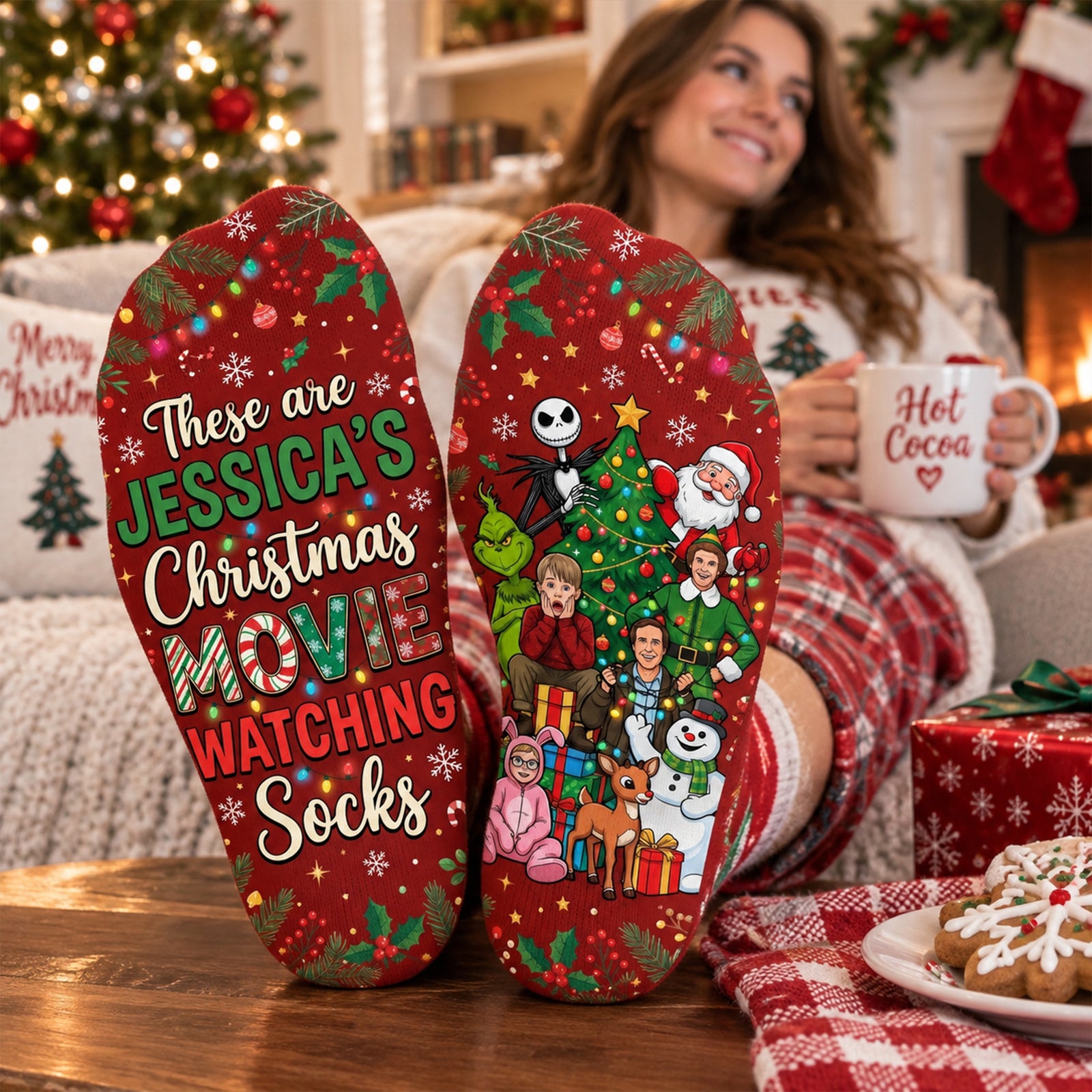Christmas Lovers Middle Tube Socks - Personalized Gifts For Movie Enthusiast 05naqn110926-Homacus