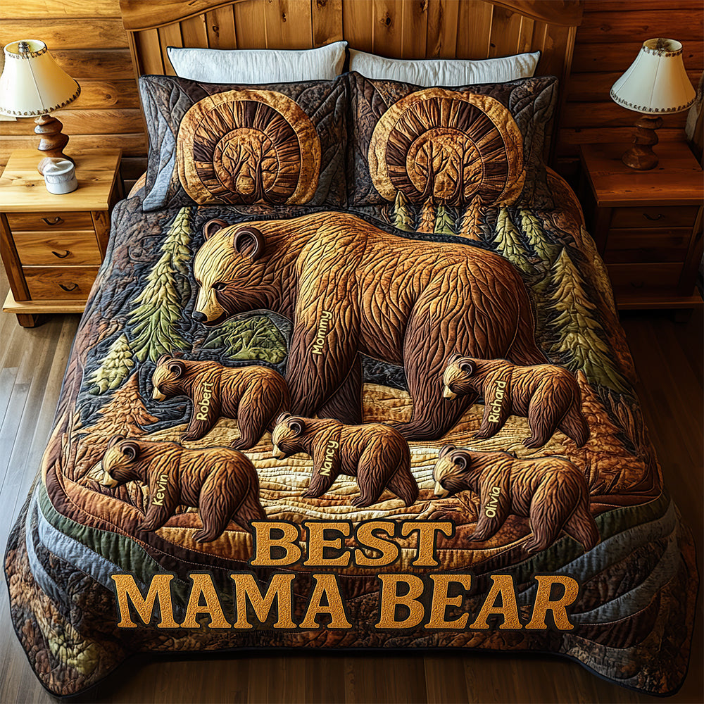 Personalized Gifts For Mom Quilt Bed Set, Best Mama Bear 04TGDT080425-Homacus