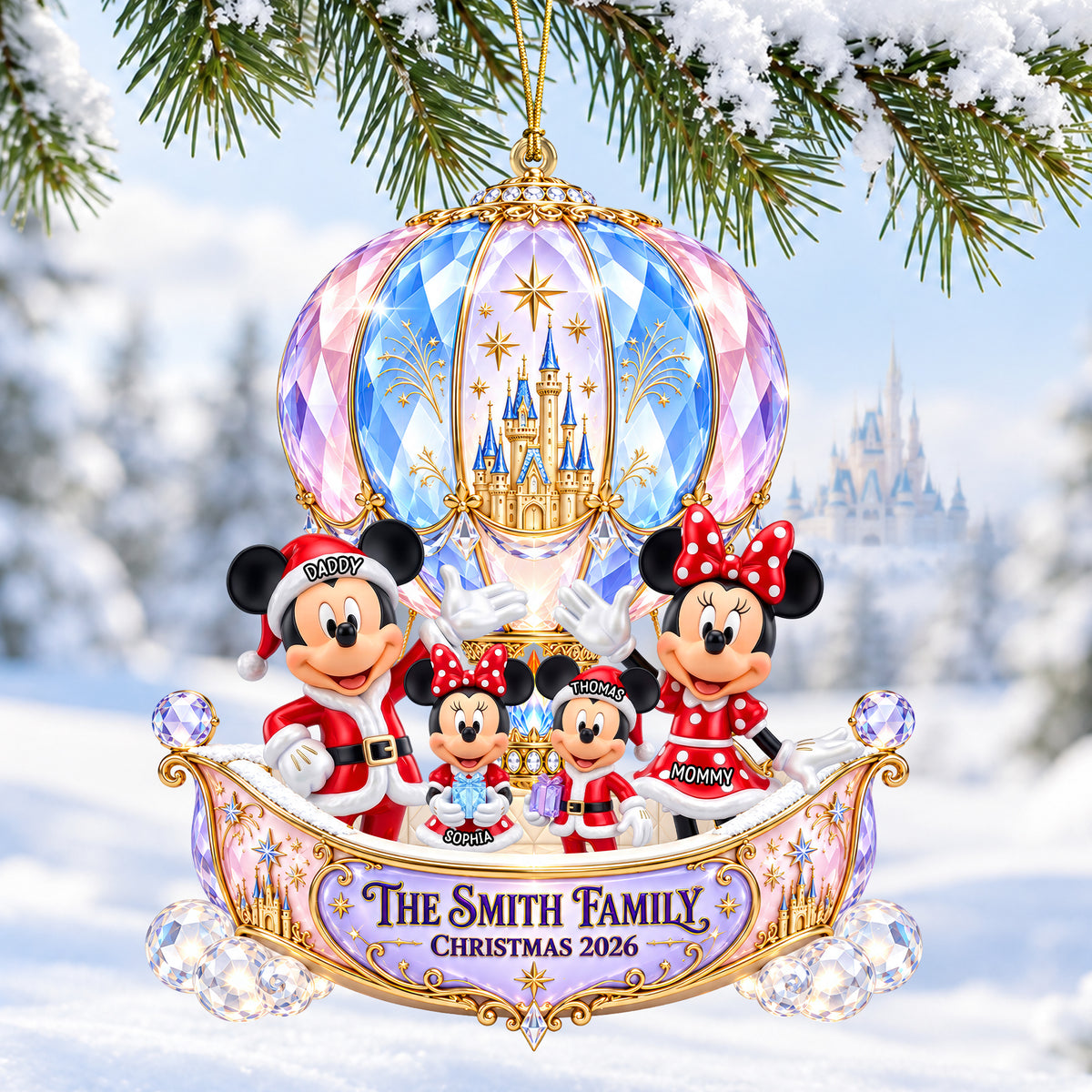 Merry Christmas Hot Air Balloon Ornament - Personalized Gifts For Family 07tyqn011026-Homacus