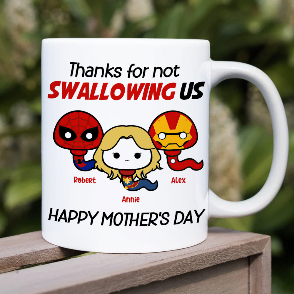 Thank Super Mom For Not Swallowing Us - Personalized Tumbler Cup - Mother's Gift-Homacus