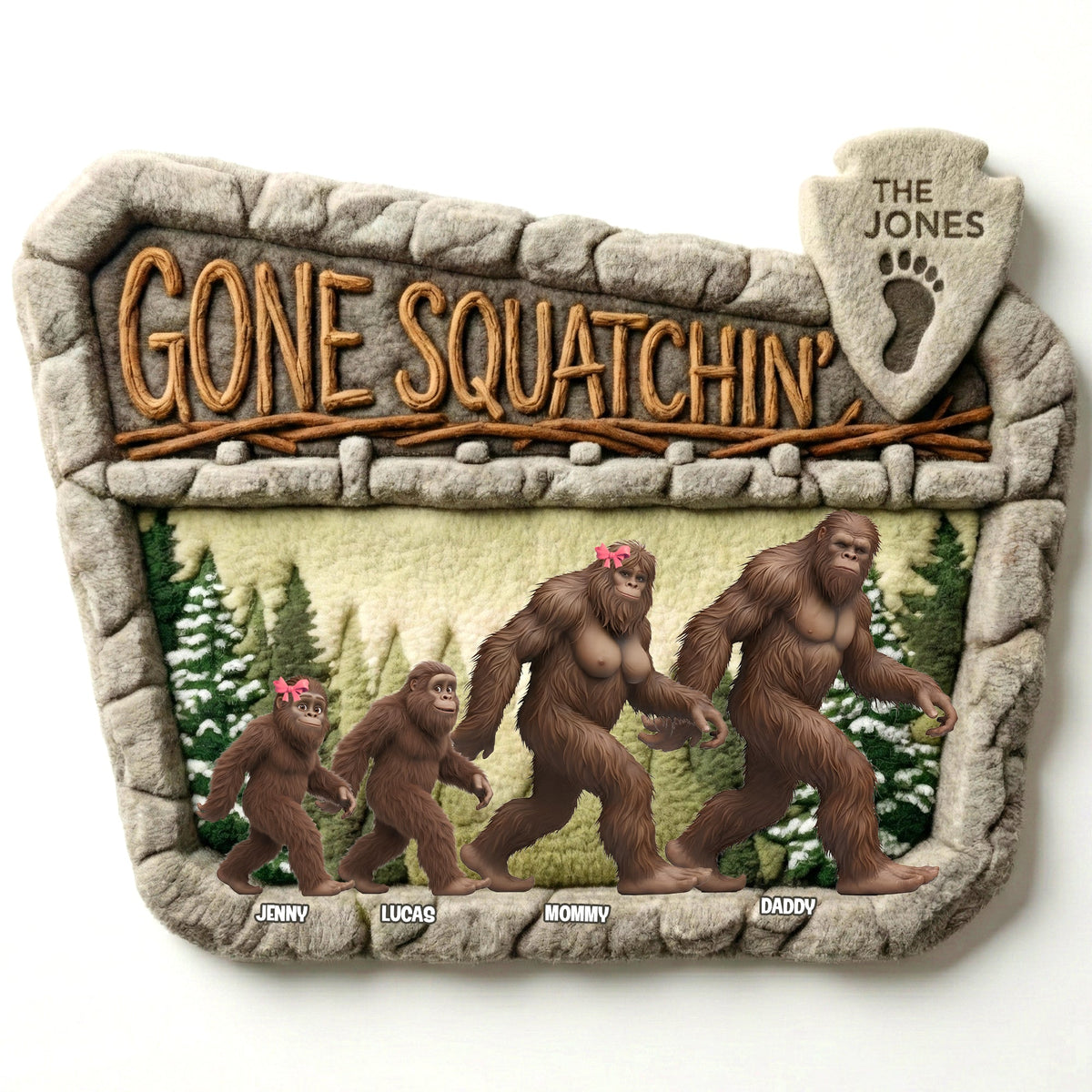 Bigfoot Family Shaped Doormat - Personalized Gifts For Wildlife Family 02qhtn181225-Homacus