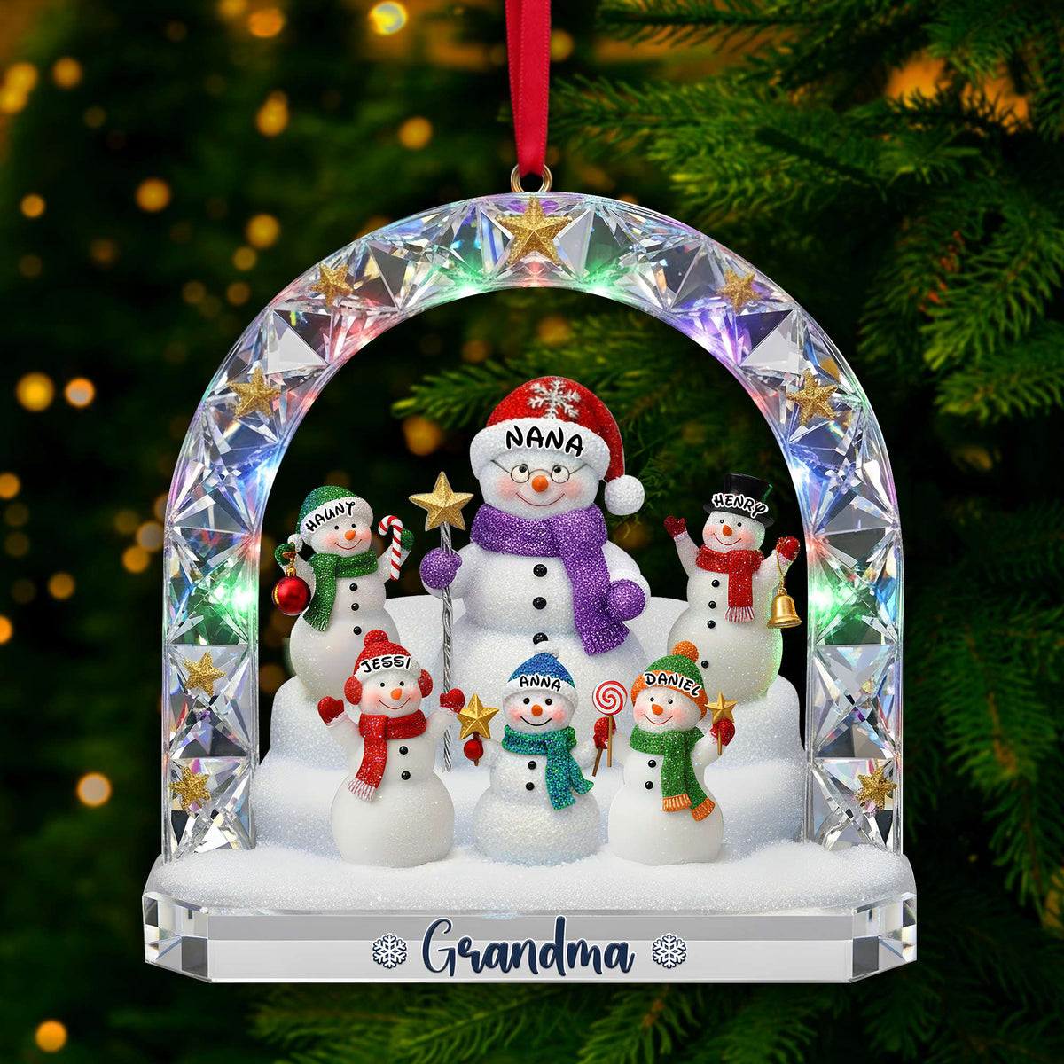 Grandma’s Snowman Family Ornament - Personalized Christmas Gift For Grandma 04TOLU250925-Homacus